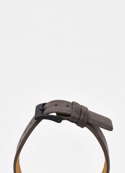 Watch with faux leather strap
