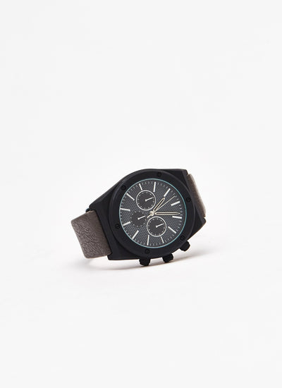 Watch with faux leather strap